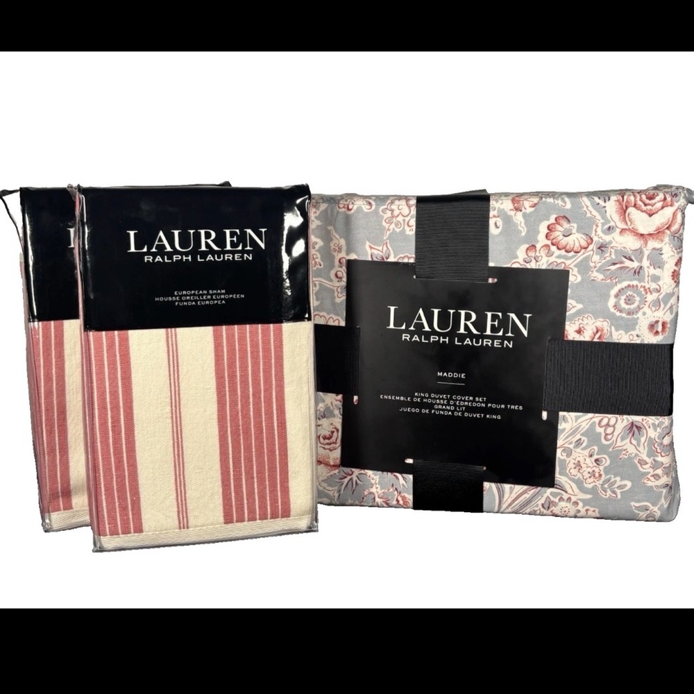 Lauren Ralph Lauren Maddie Floral KING Duvet Cover Set Blue Multi Cotton 5 PC